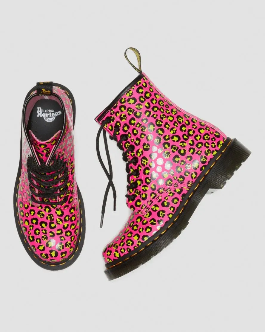 Dr. Martens: 1460 8-EYE BOOT - Loud Leopard Clash Pink Smooth