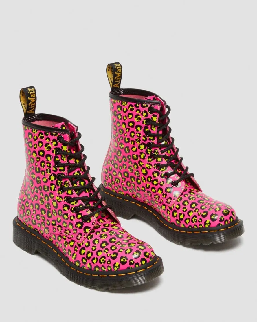 Dr. Martens: 1460 8-EYE BOOT - Loud Leopard Clash Pink Smooth