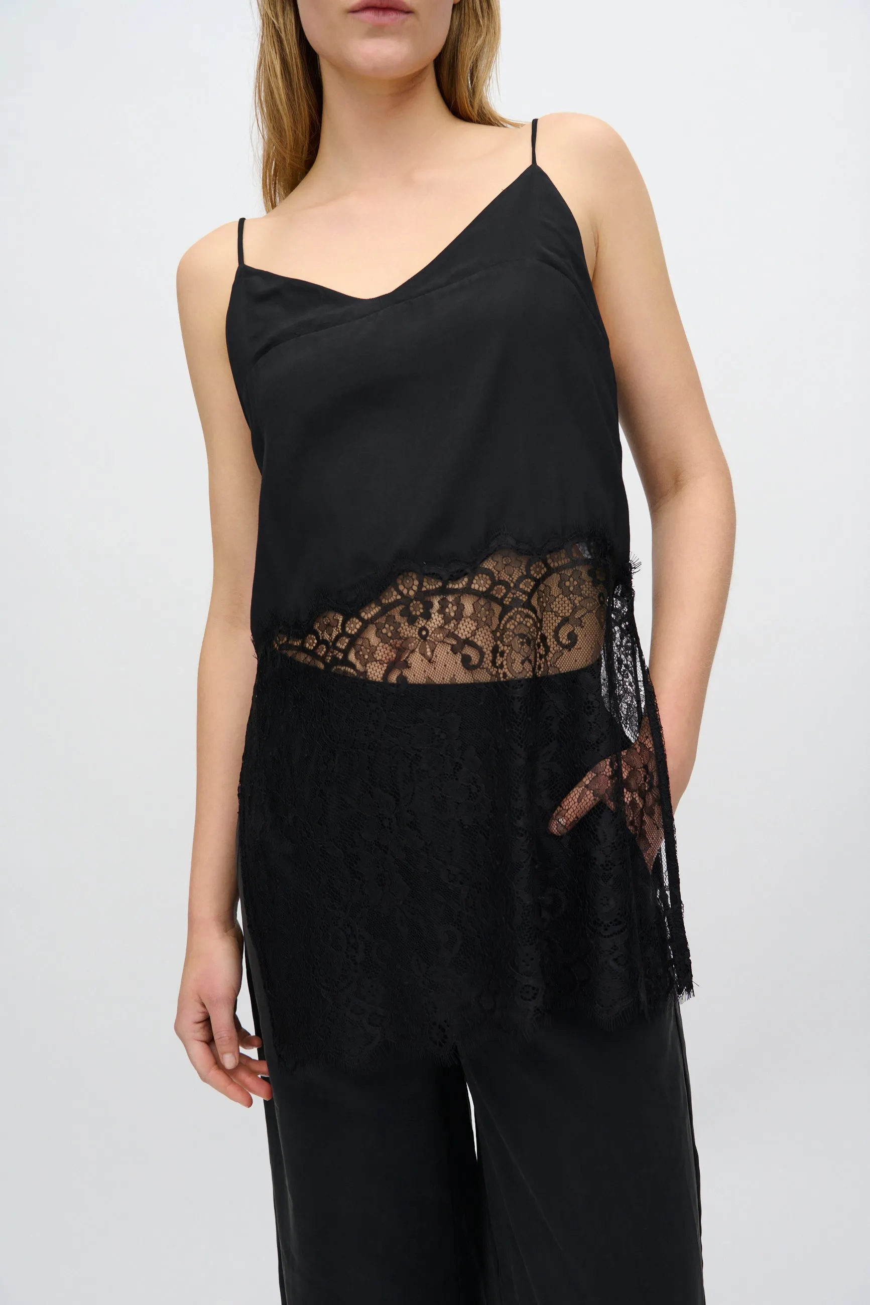 Elia top with lace 4257 - Black