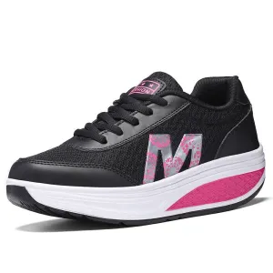 Fashionable Lace-Up Wedge Trainers