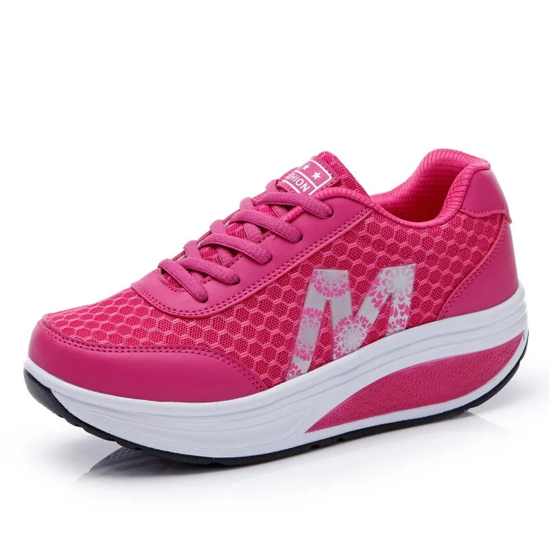 Fashionable Lace-Up Wedge Trainers