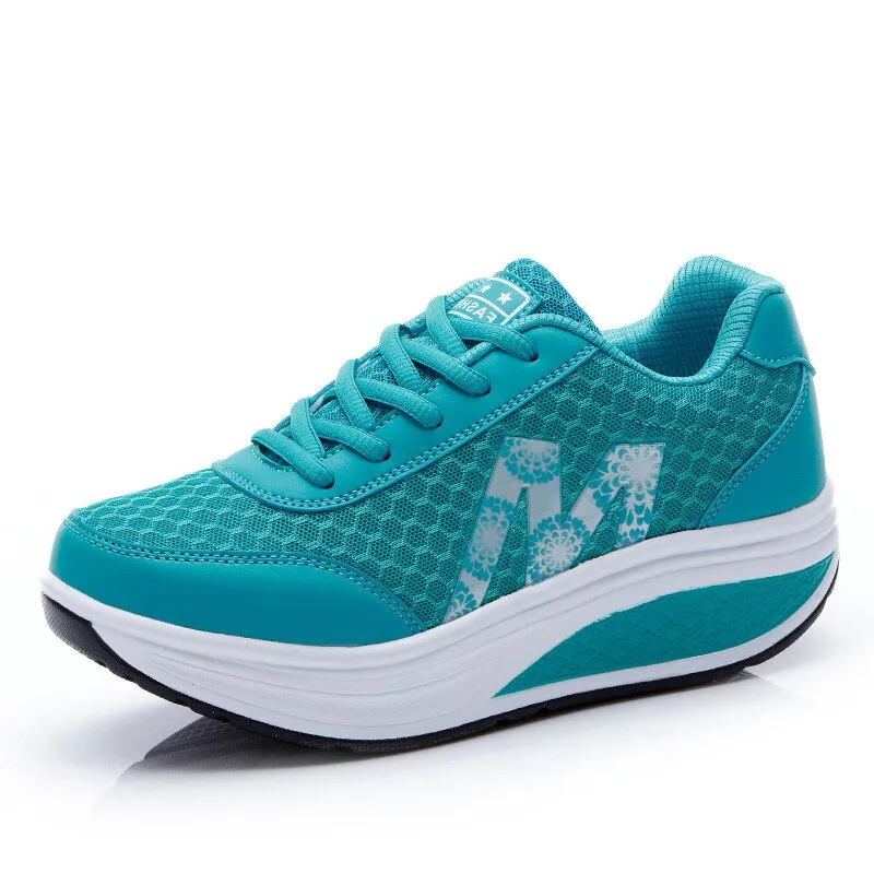 Fashionable Lace-Up Wedge Trainers