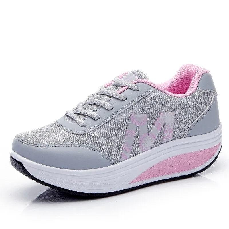 Fashionable Lace-Up Wedge Trainers
