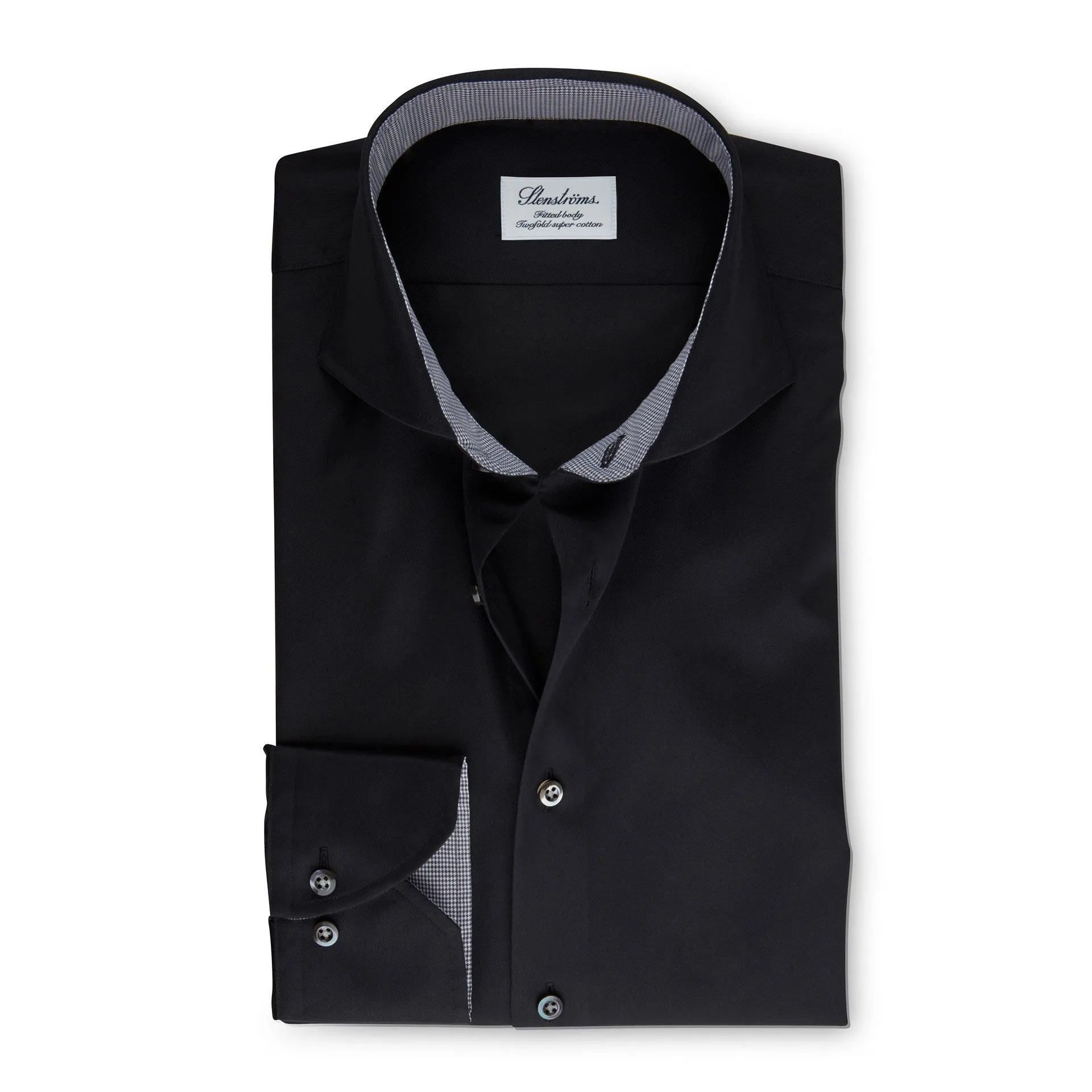 Fitted Body Shirt Black, Contrast