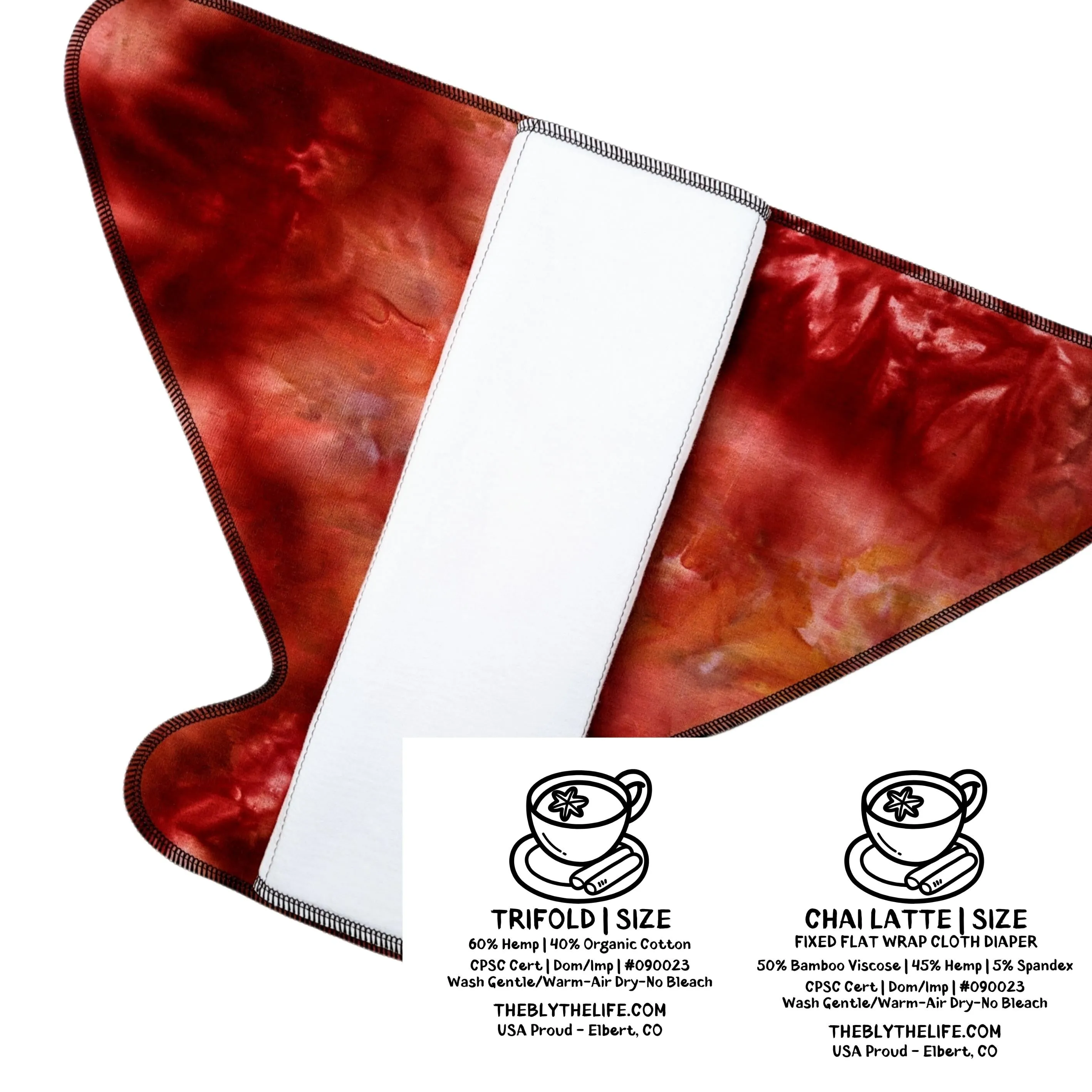 Fixed Flat Wrap Cloth Diaper | Regular Wetter Trifold Absorbency | Chai Latte