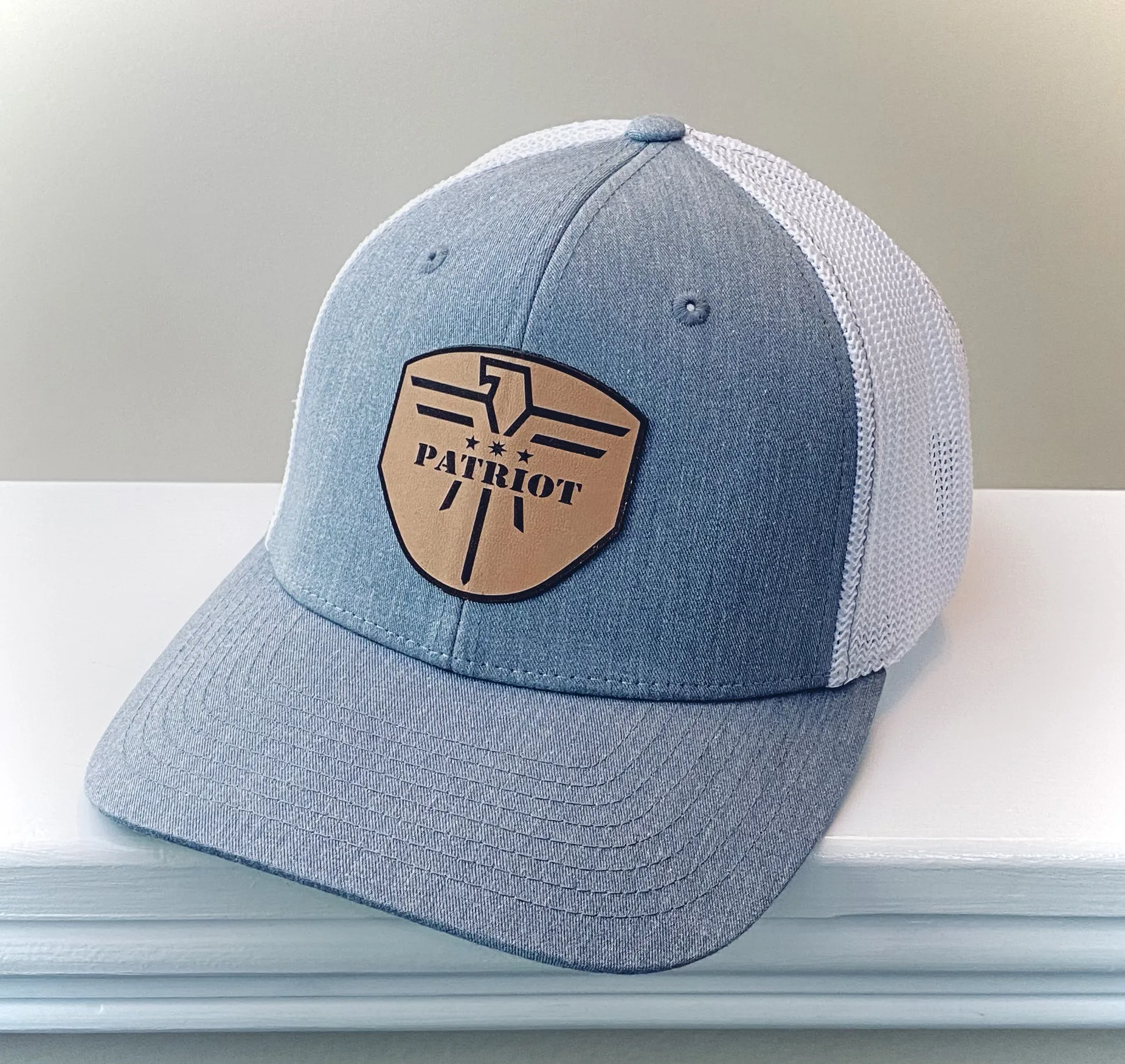 FlexFit Grey/White Leather Patch