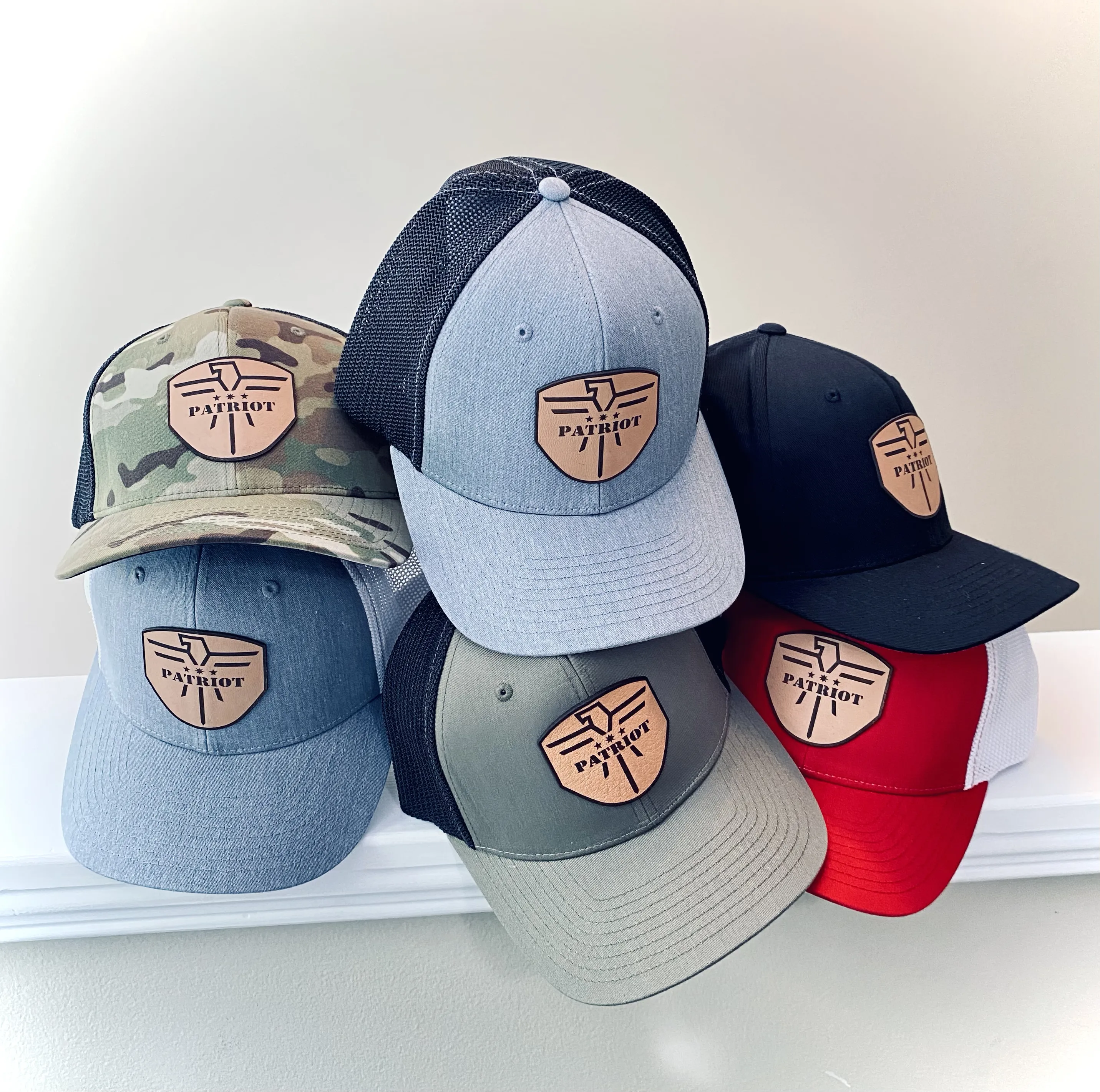 FlexFit Grey/White Leather Patch