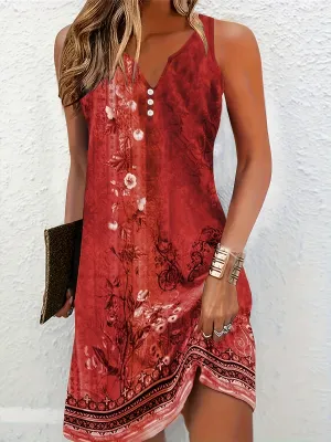 Floral Notched-Neck Midi Dress