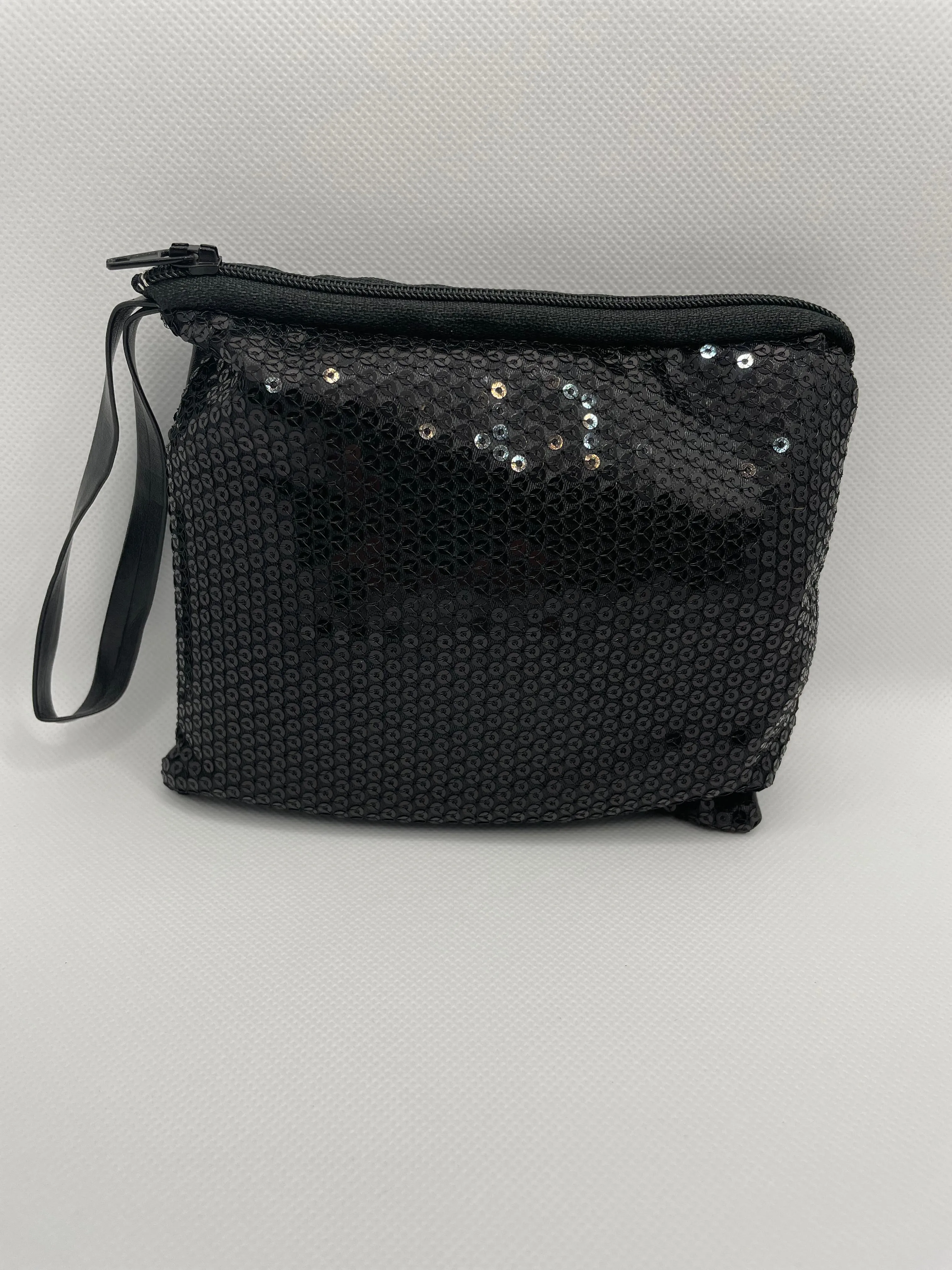 Foldable Ballet Slippers and Matching Bag - Black Sequined