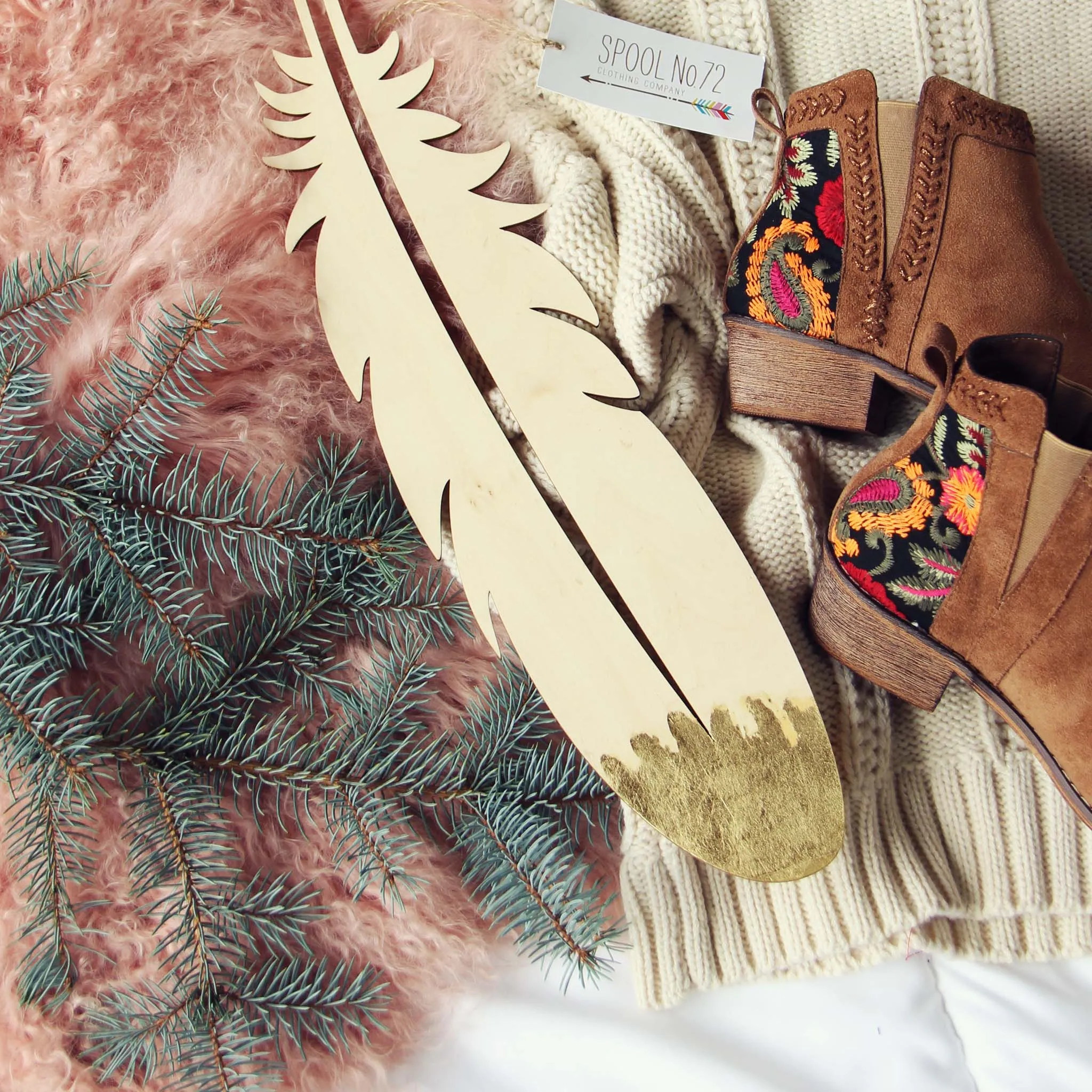 Gilded Wood Wall Feather