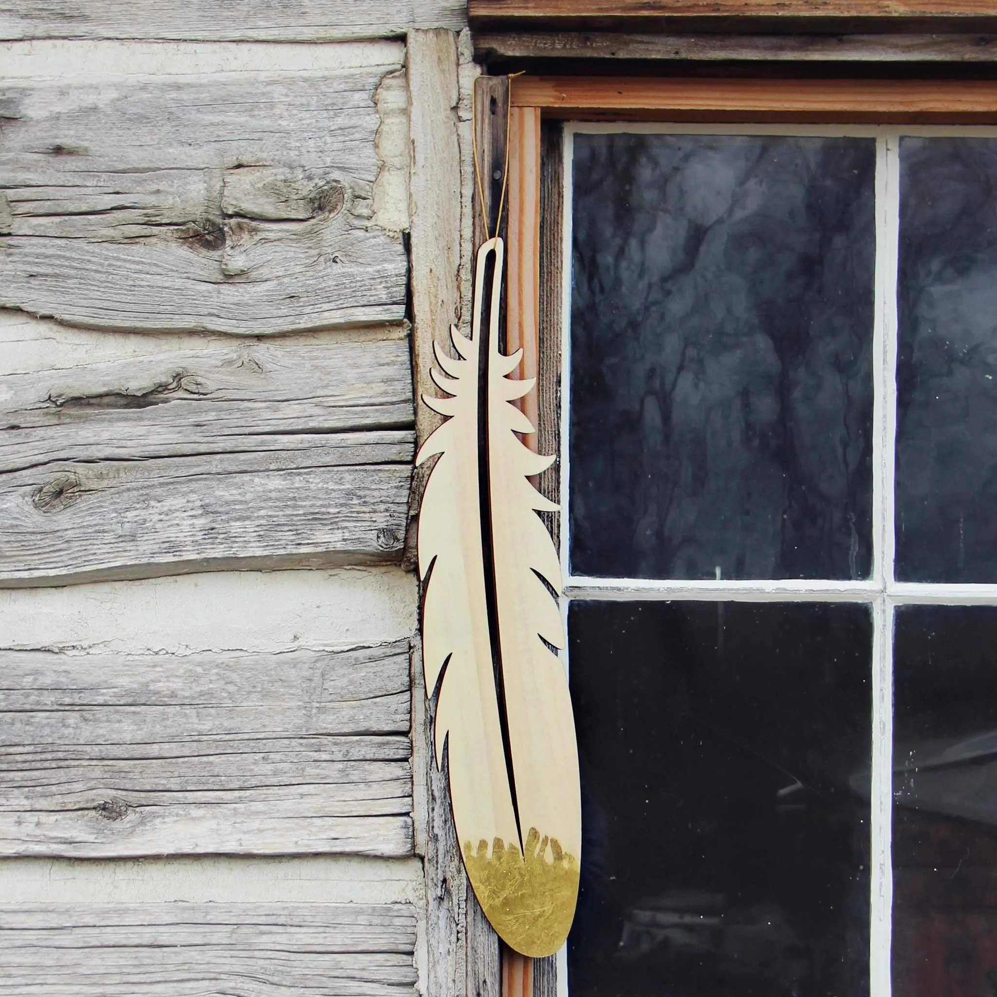 Gilded Wood Wall Feather