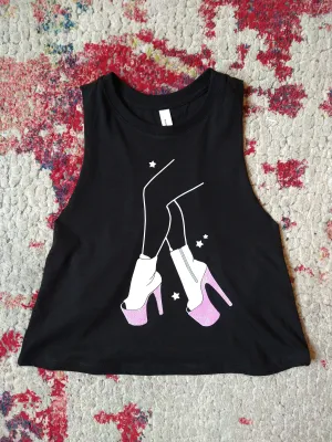 Glitter Heels Flowy Crop Tank