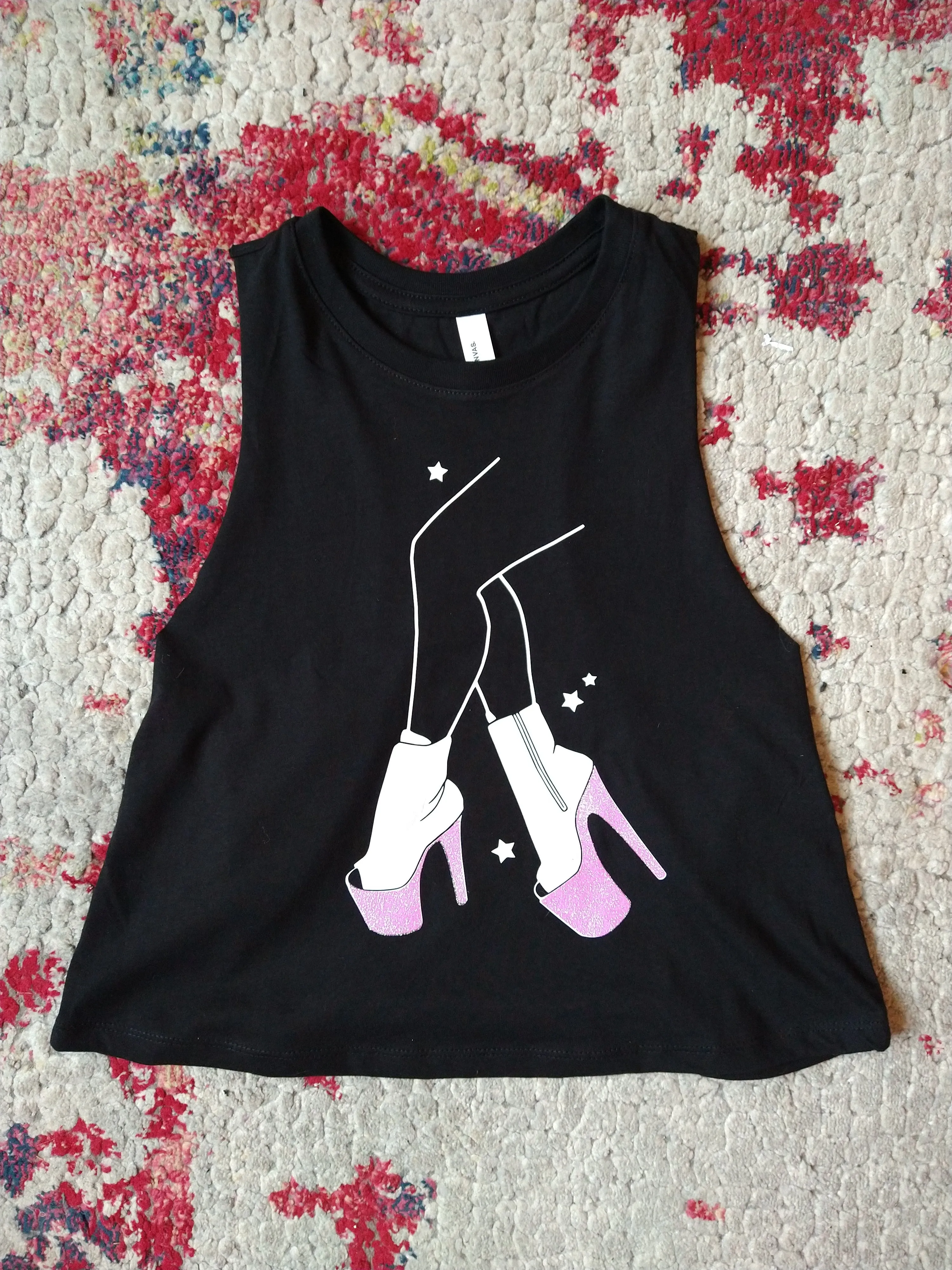 Glitter Heels Flowy Crop Tank