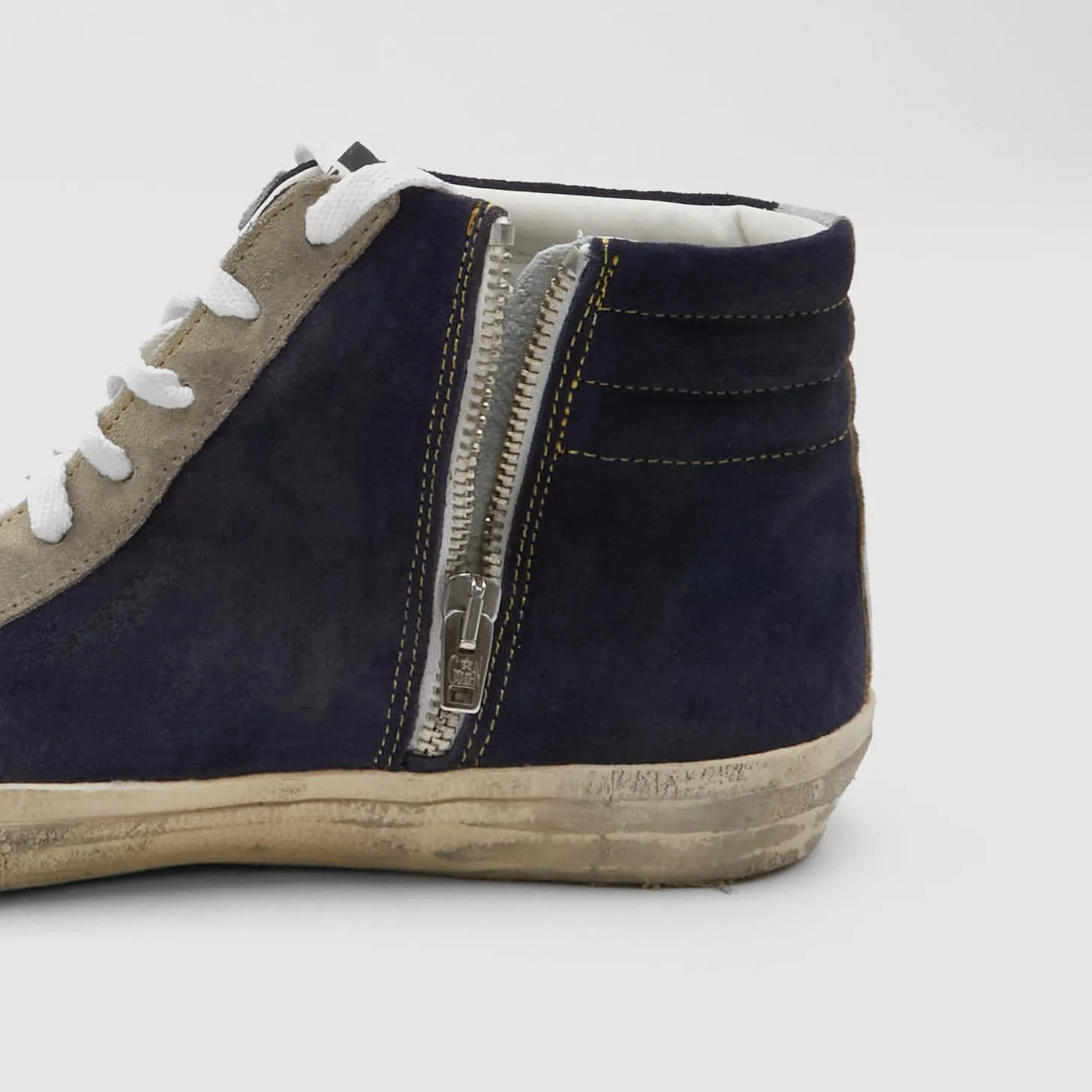 Golden Goose Slide Leather and Suede Sneaker Grey/ Black/ Red