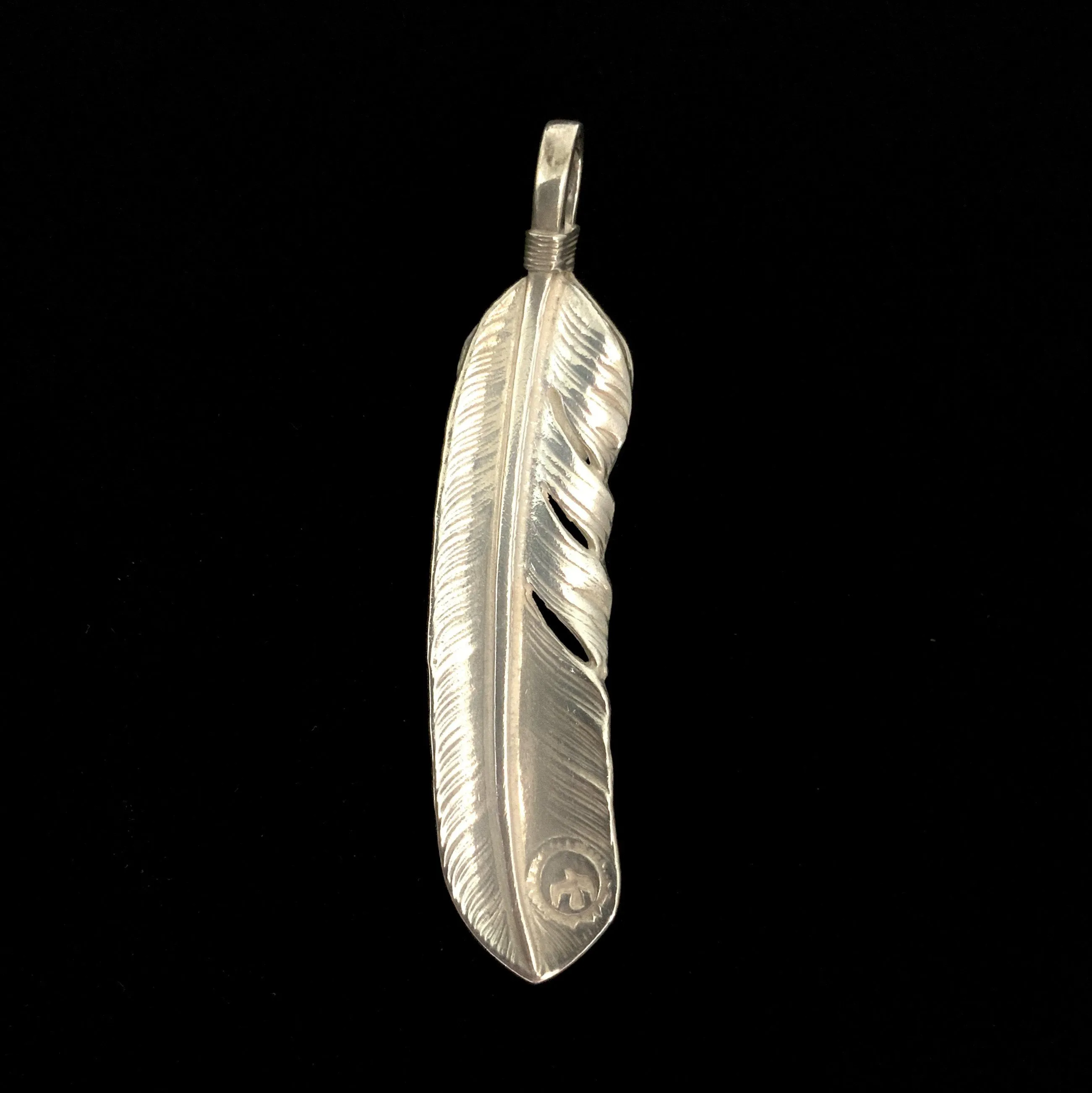 Goros Xl Turquoise Feather Silver Gold Rope - Facing Right