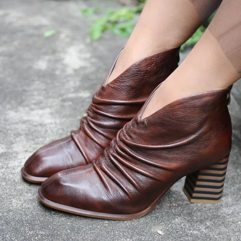 Handmade Leather Vintage Chunky Boots