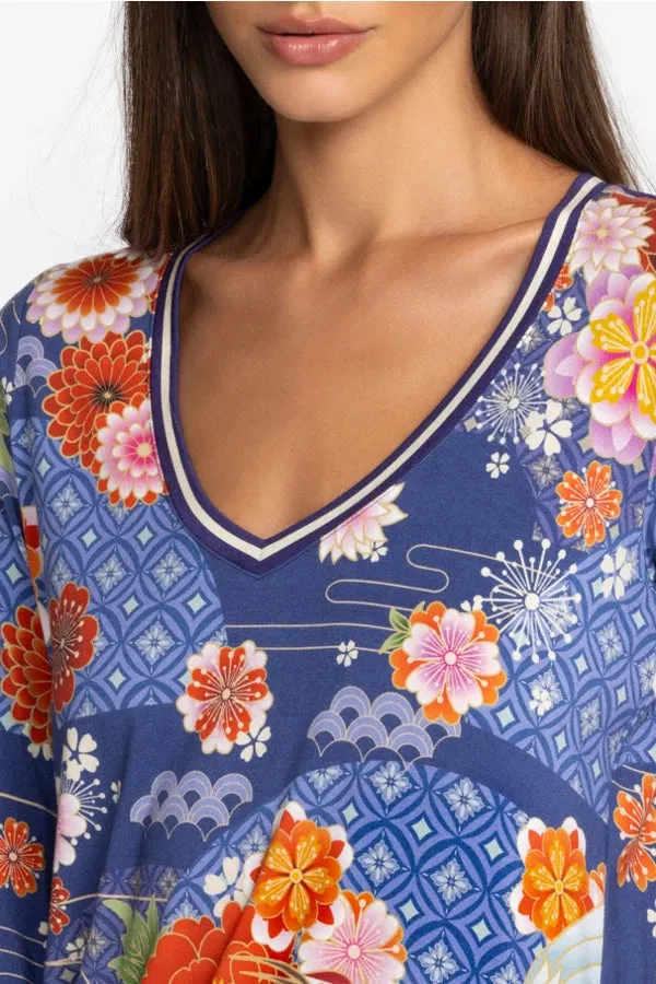 Johnny Was Pajaro Favorite 3/4 Sleeve V-Neck Tee