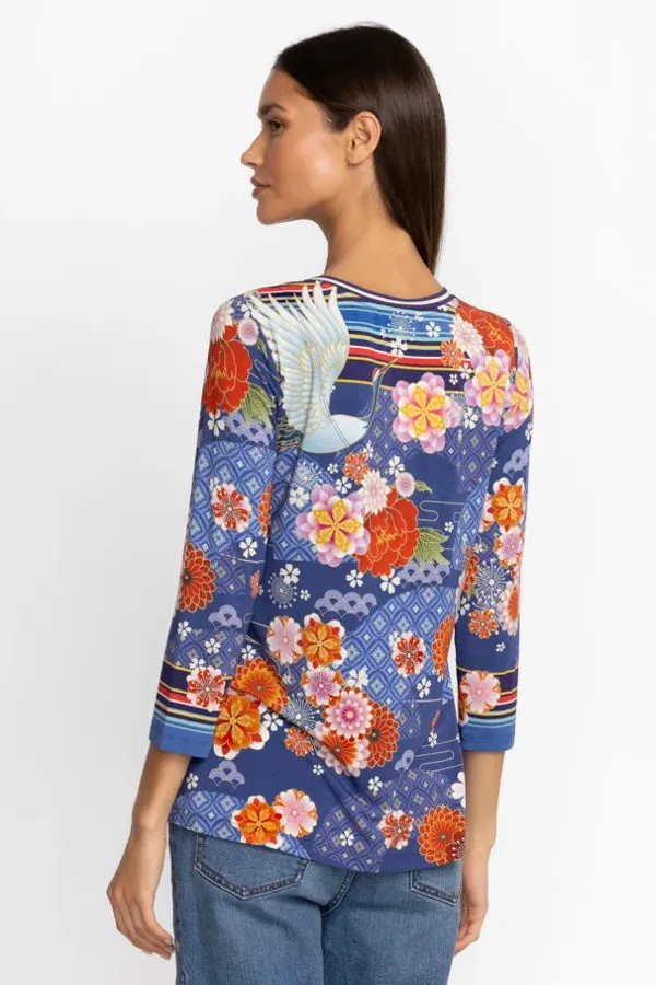 Johnny Was Pajaro Favorite 3/4 Sleeve V-Neck Tee