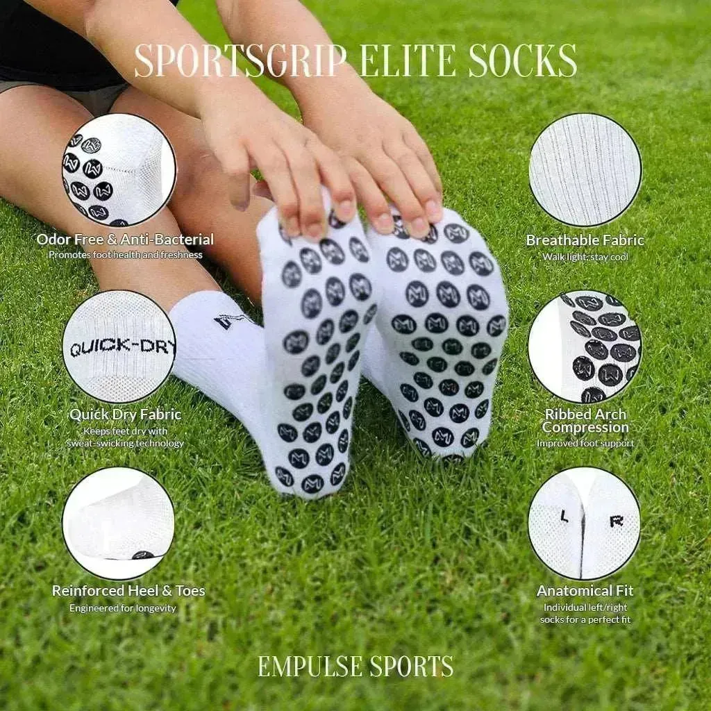 Kids' Grip Socks Elite White (US 3-6Y)