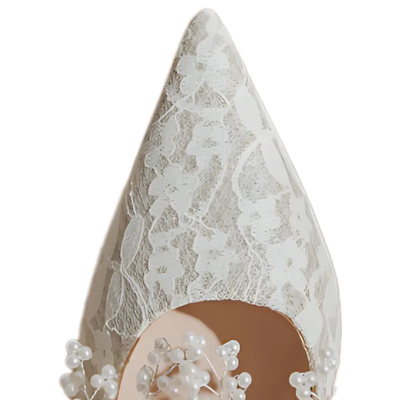 Lace Bloom Stiletto Wedding Heels