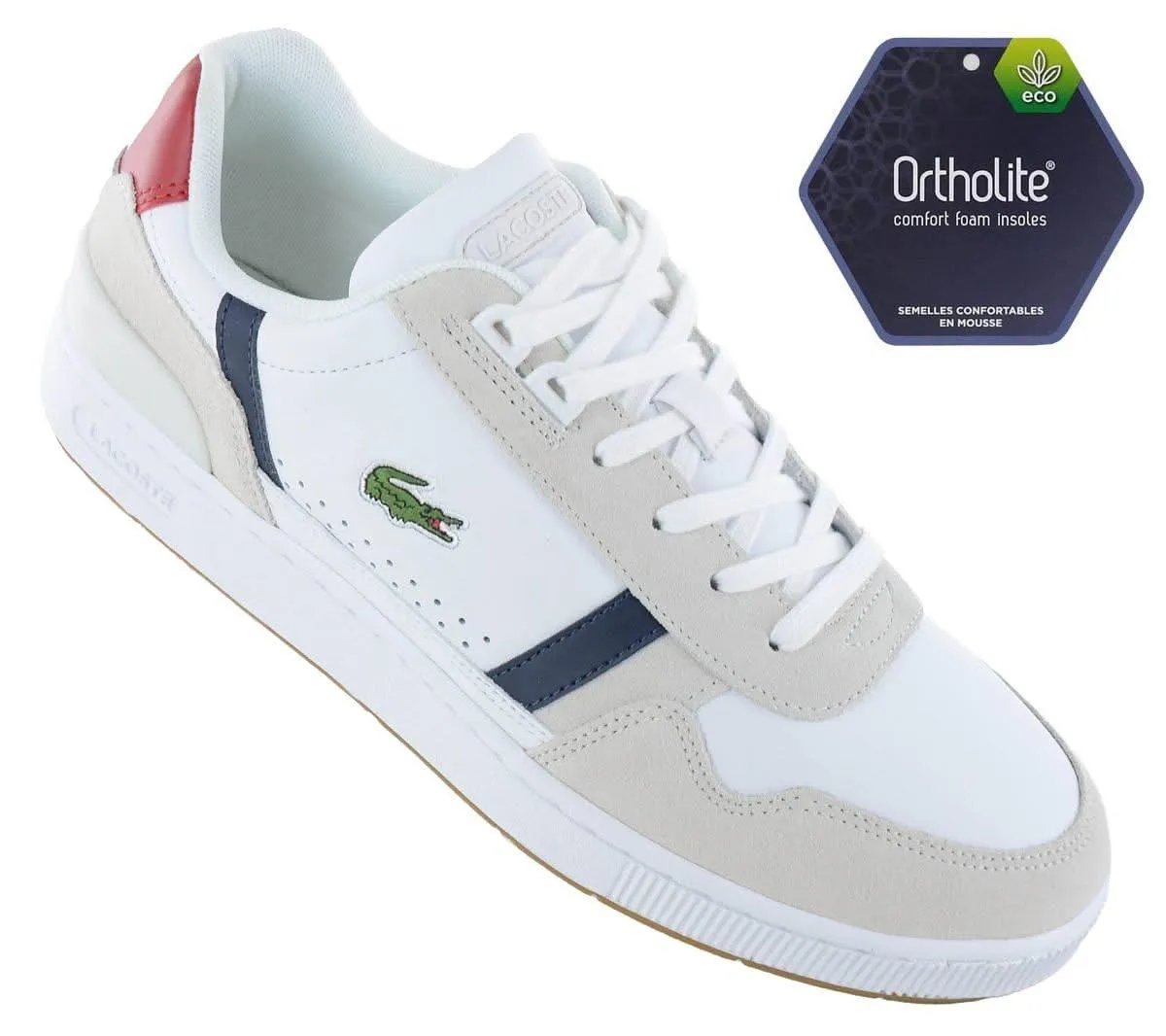 LACOSTE T-Clip Leather - Herren Sneakers Schuhe Leder Weiß 740SMA0048407