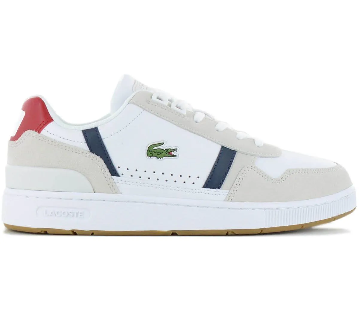 LACOSTE T-Clip Leather - Herren Sneakers Schuhe Leder Weiß 740SMA0048407