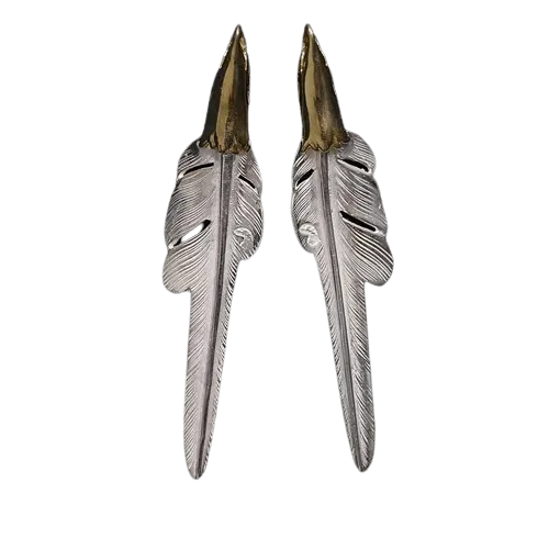 Larry Smith Copper Eagle Head Wind Cut Feather Pendant