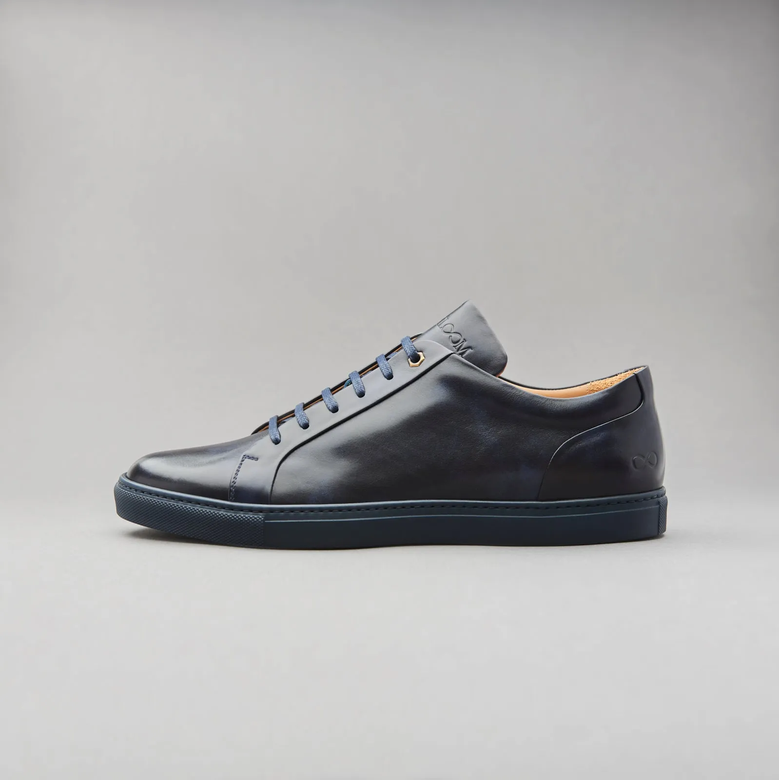 Low Top Court Sneaker in Navy Museum Calf Leather