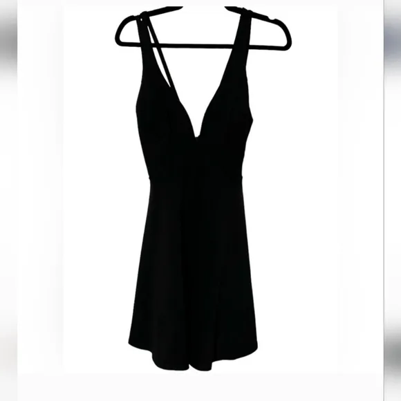 Lulu's Love Galore Black Strappy Sleeveless Skater Dress