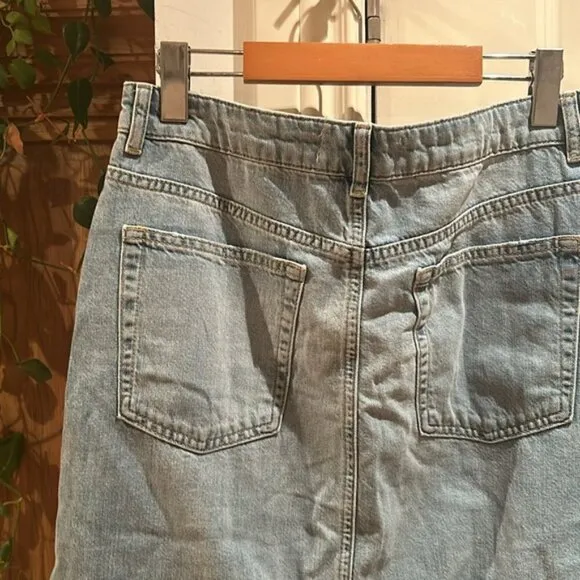 Many lightweight denim chambray midi skirt