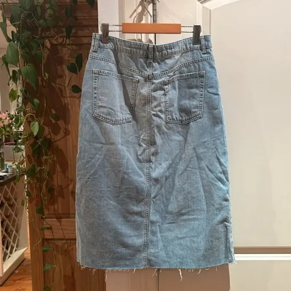 Many lightweight denim chambray midi skirt
