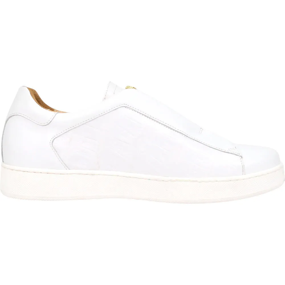 Mauri Regata Men's White Exotic Crocodile / Nappa Leather Slip-On Sneaker