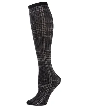 MEMOI MFF02198 CHECK ME OUT KNEE HIGH BLACK/GRAY