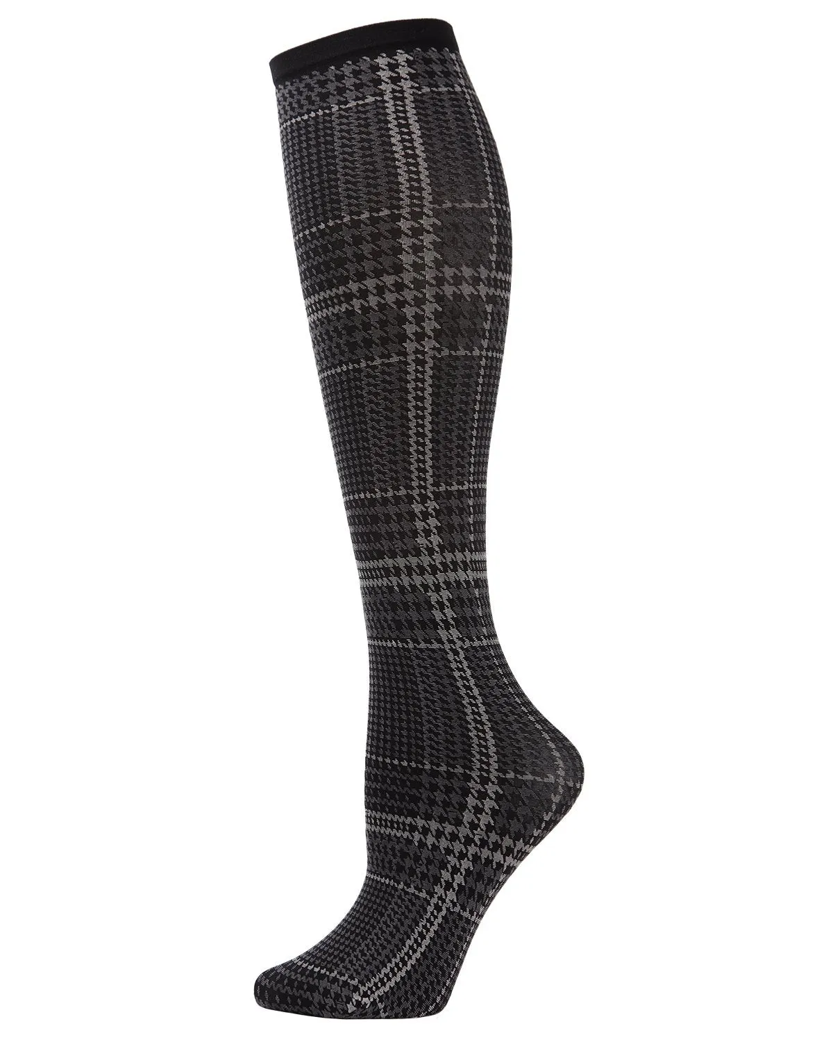 MEMOI MFF02198 CHECK ME OUT KNEE HIGH BLACK/GRAY