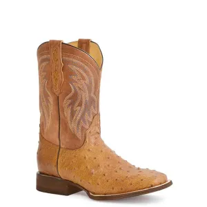 Men's Roper Little Oliver Smooth Ostrich Boots Handcrafted Brown