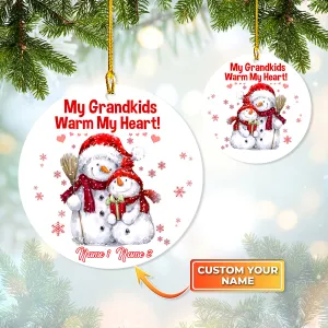 My Grandkids Warm My Heart!  - Custom Circle Ornament - BY97