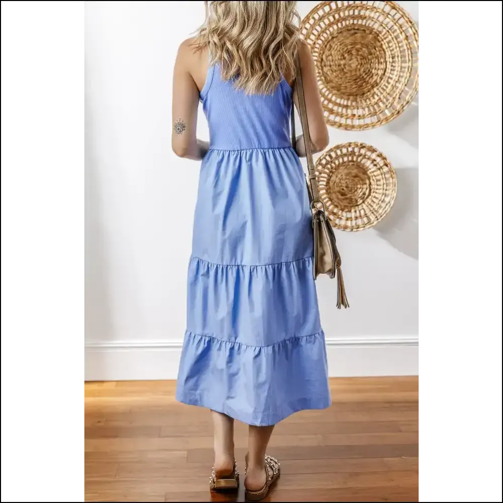 Myosotis Ribbed Vest Patchwork Tiered Midi Dress: Goddess  👑 (needful Things)