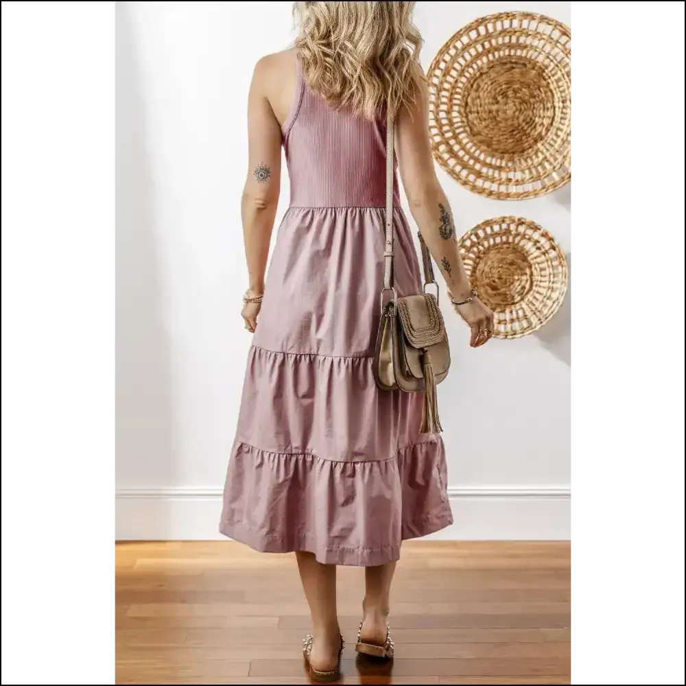 Myosotis Ribbed Vest Patchwork Tiered Midi Dress: Goddess  👑 (needful Things)