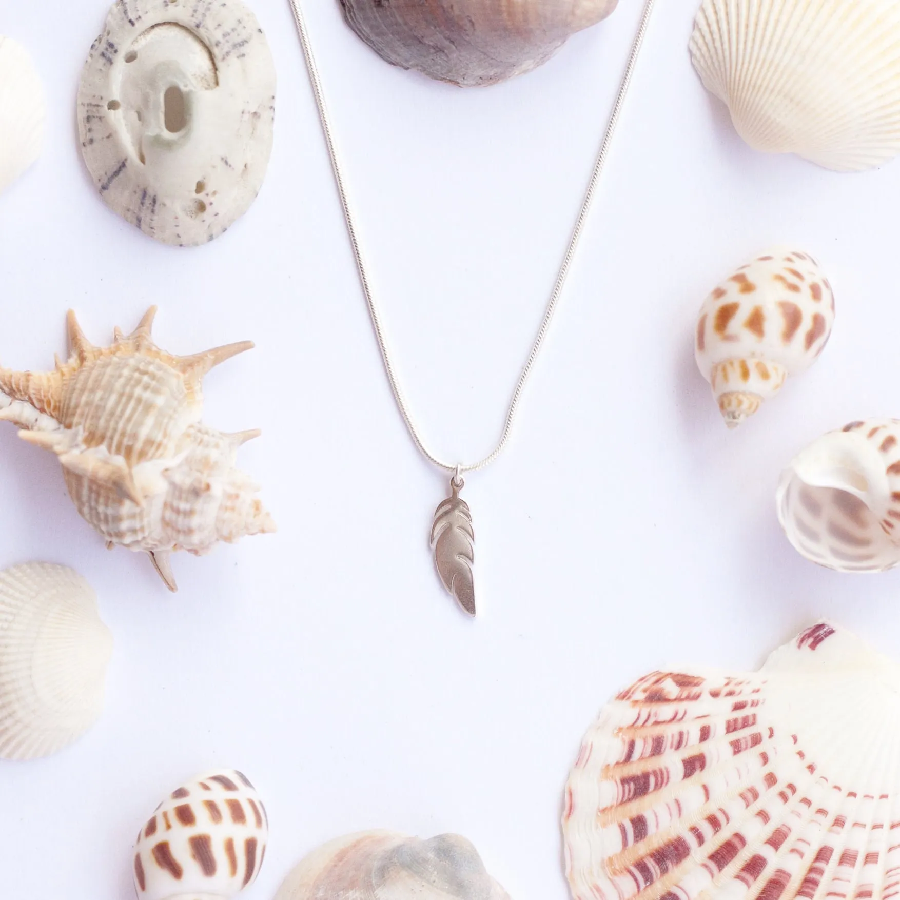 Necklace with Feather on Sterling Silver Chain