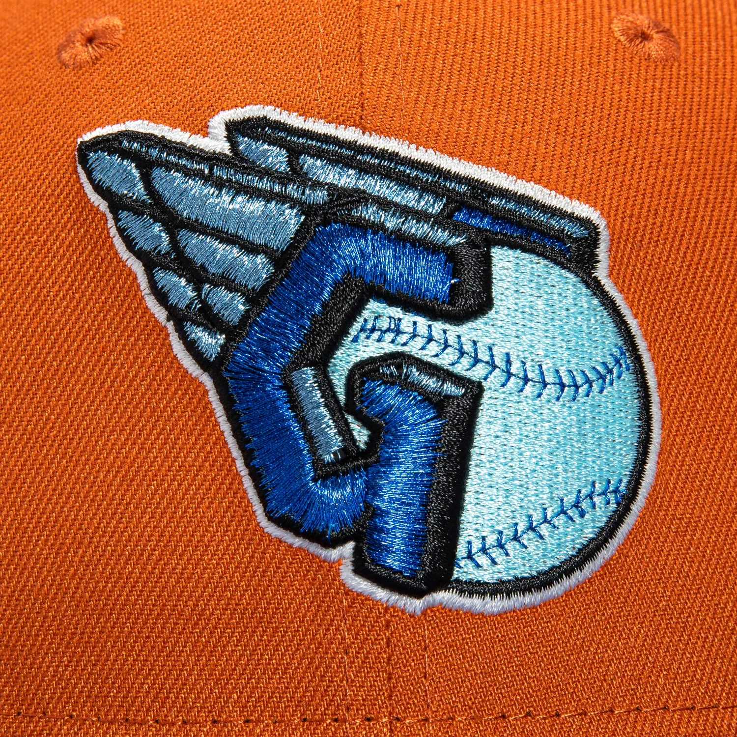 New Era 59Fifty Cleveland Guardians Progressive Field Patch Script Hat - Burnt Orange, Royal