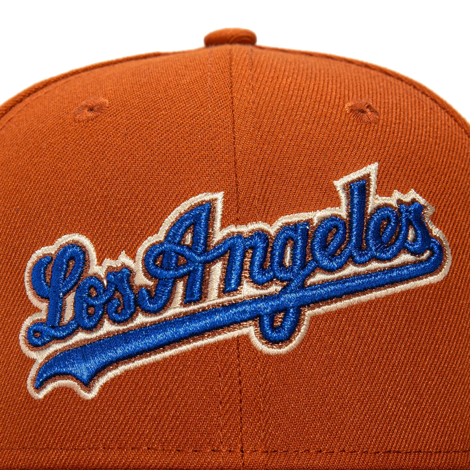 New Era 59Fifty Los Angeles Dodgers 50th Anniversary Patch Script Hat - Burnt Orange, Royal, Metallic Copper