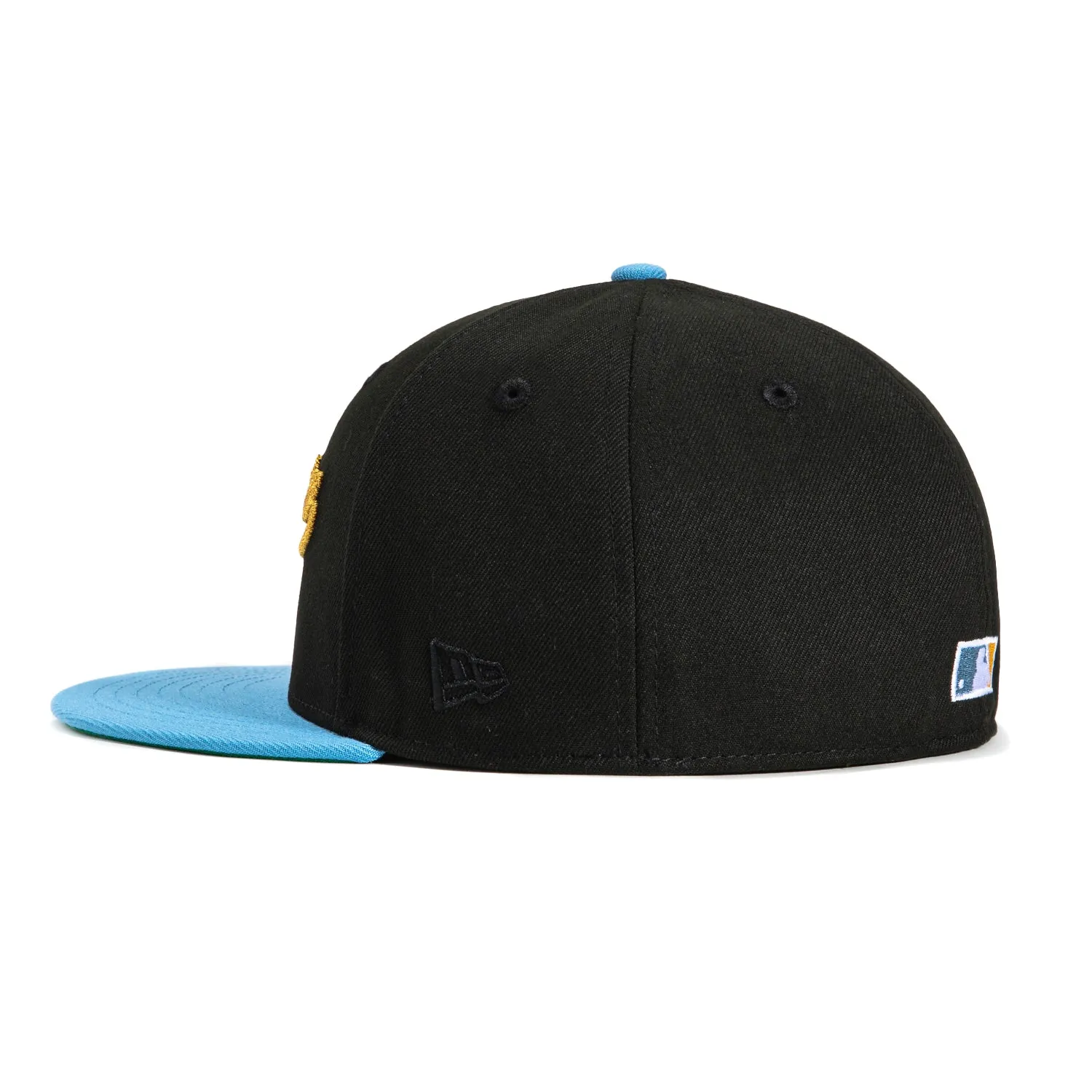 New Era 59Fifty San Francisco Giants 2007 All Star Game Patch Script Hat - Black, Light Blue, Metallic Gold