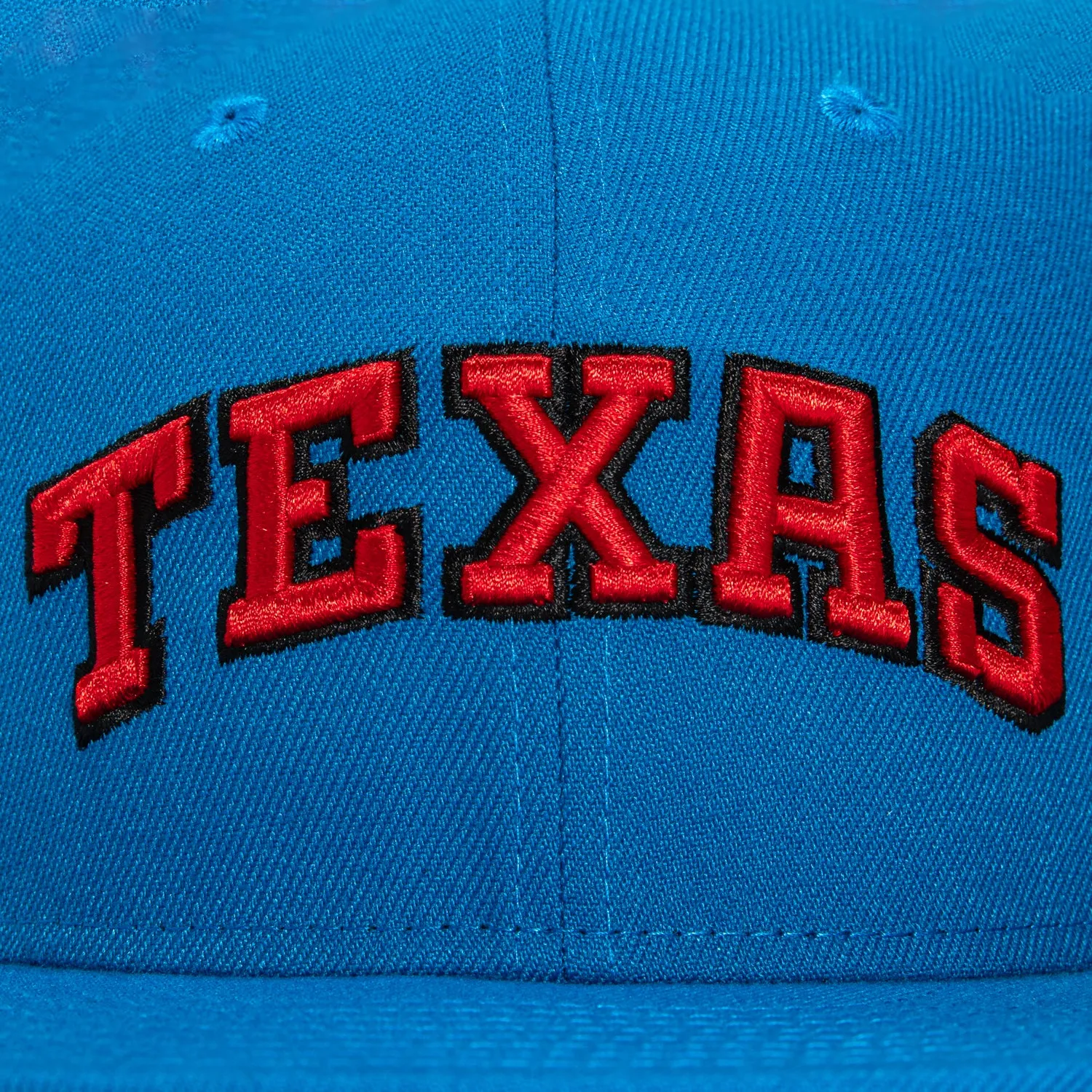 New Era 59Fifty Texas Rangers Logo Patch Word Hat - Light Blue, Red