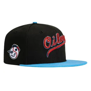 New Era 59Fifty Tulsa Drillers Oilers Logo Patch Script Hat - Black, Light Blue