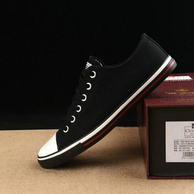 New fashion Boys casual flats shoes Men lace up walking shoes canvas shoes Male solid Black White Red sneakers shoes RTG5