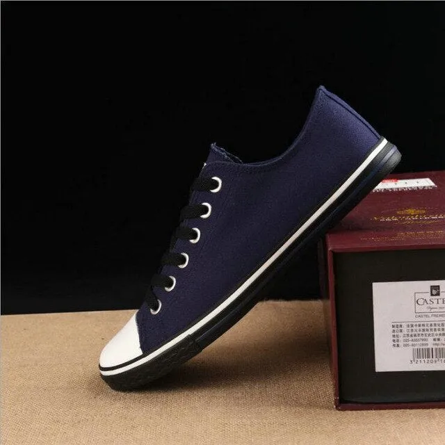 New fashion Boys casual flats shoes Men lace up walking shoes canvas shoes Male solid Black White Red sneakers shoes RTG5