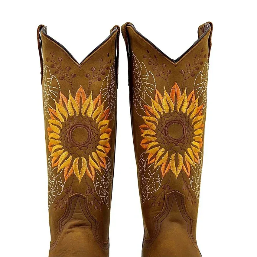 Olivia | Vintage Style Sunflower Boots