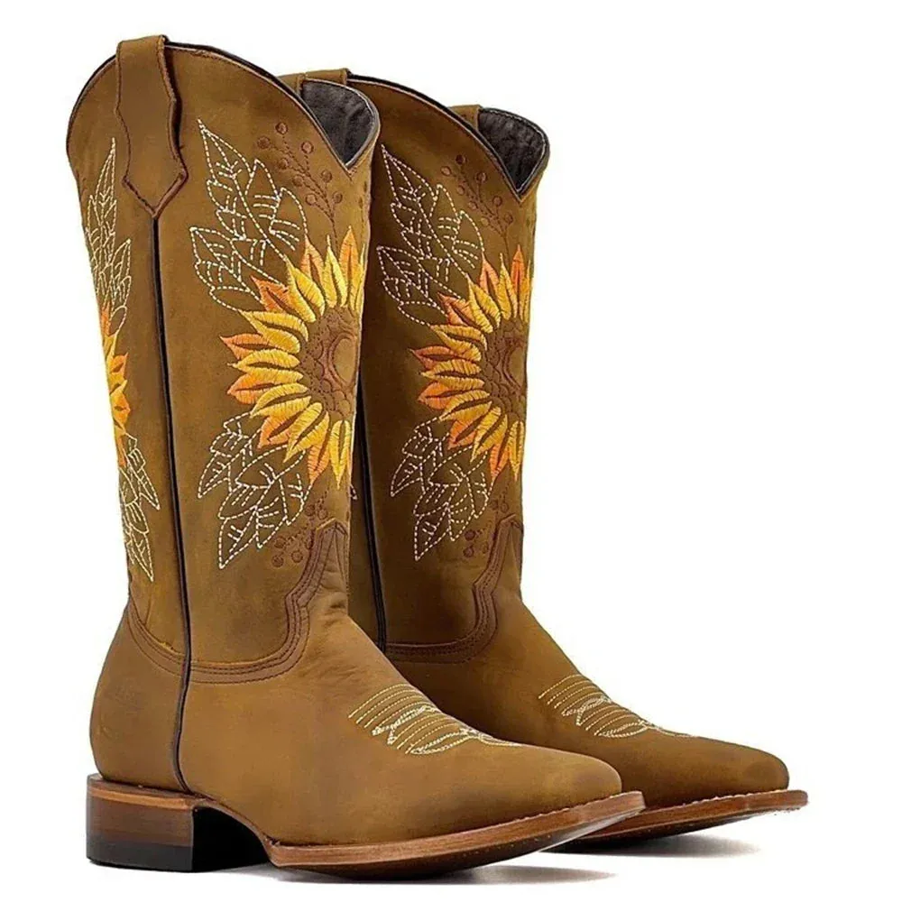 Olivia | Vintage Style Sunflower Boots