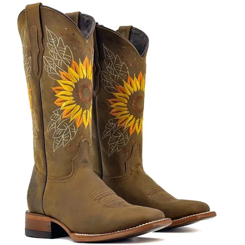 Olivia | Vintage Style Sunflower Boots