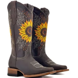Olivia | Vintage Style Sunflower Boots